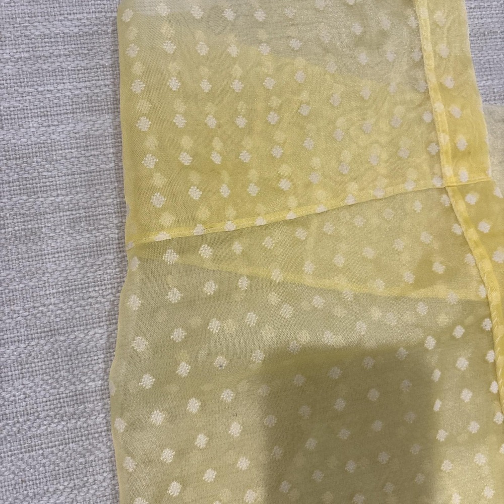Vintage 1960s Yellow Polkadot Sheer Curtain Panels